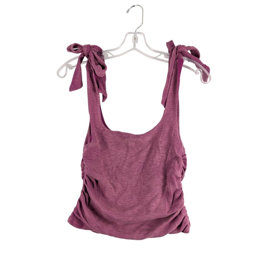 Free People Top Womens Medium Dragonfruit Rouched‎ Cropped Tank